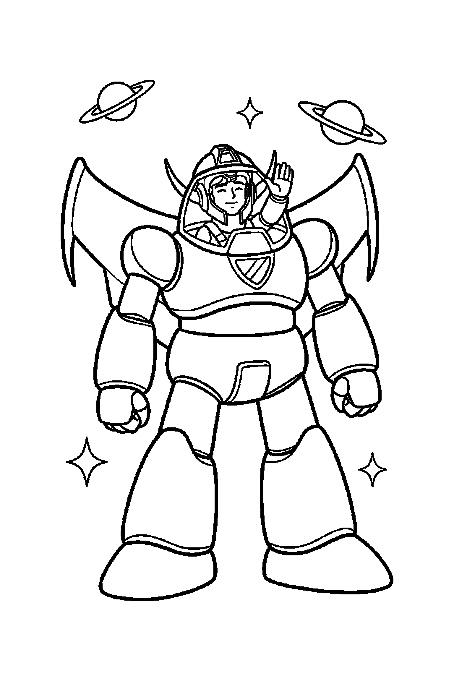 Coloriage Goldorak gratuit à imprimer : Goldorak avec un petit sourire timide