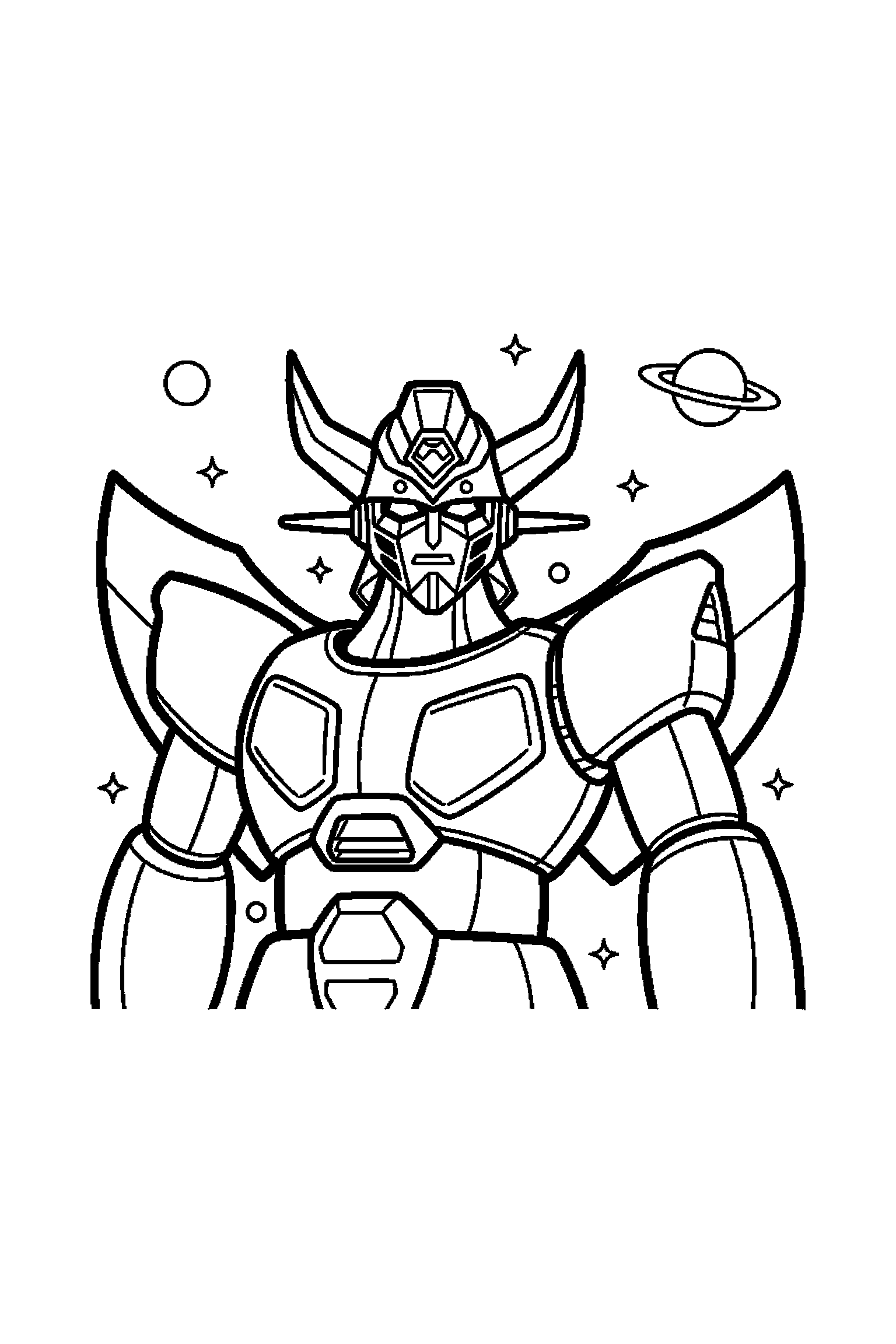 Coloriage Goldorak gratuit à imprimer : Goldorak seul en portrait simple avec casque lisible