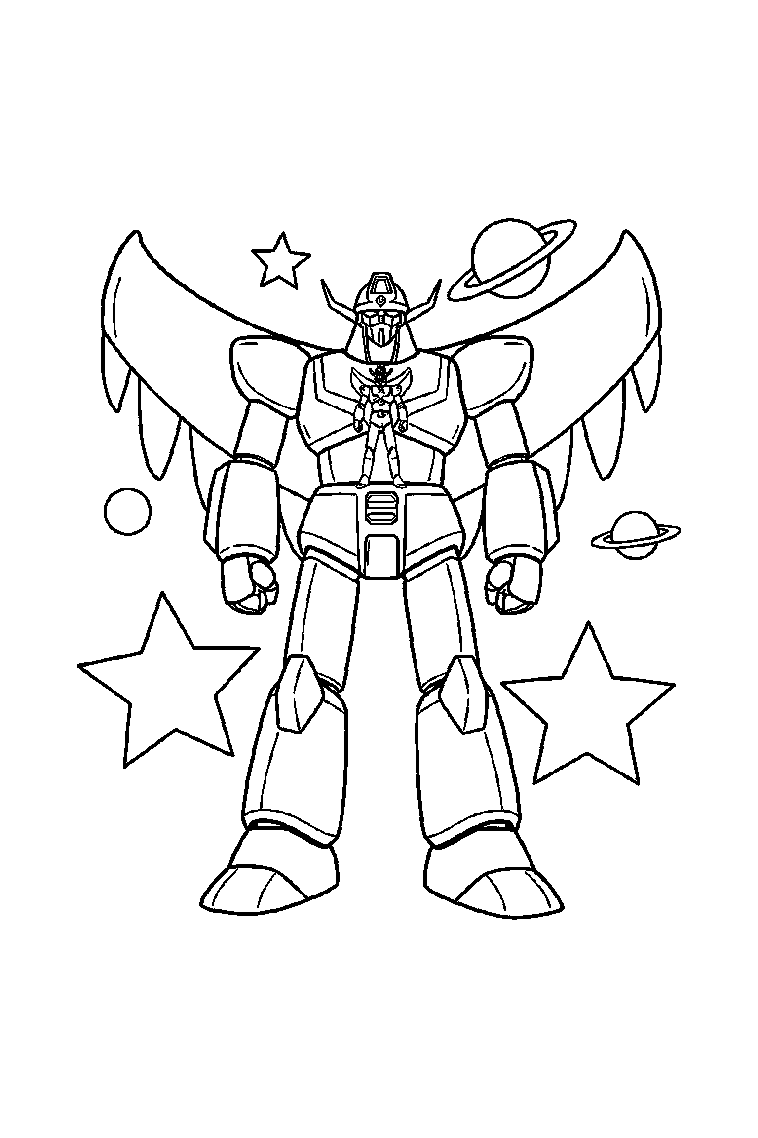 Coloriage Goldorak gratuit à imprimer : Goldorak debout avec une posture simple et lisible