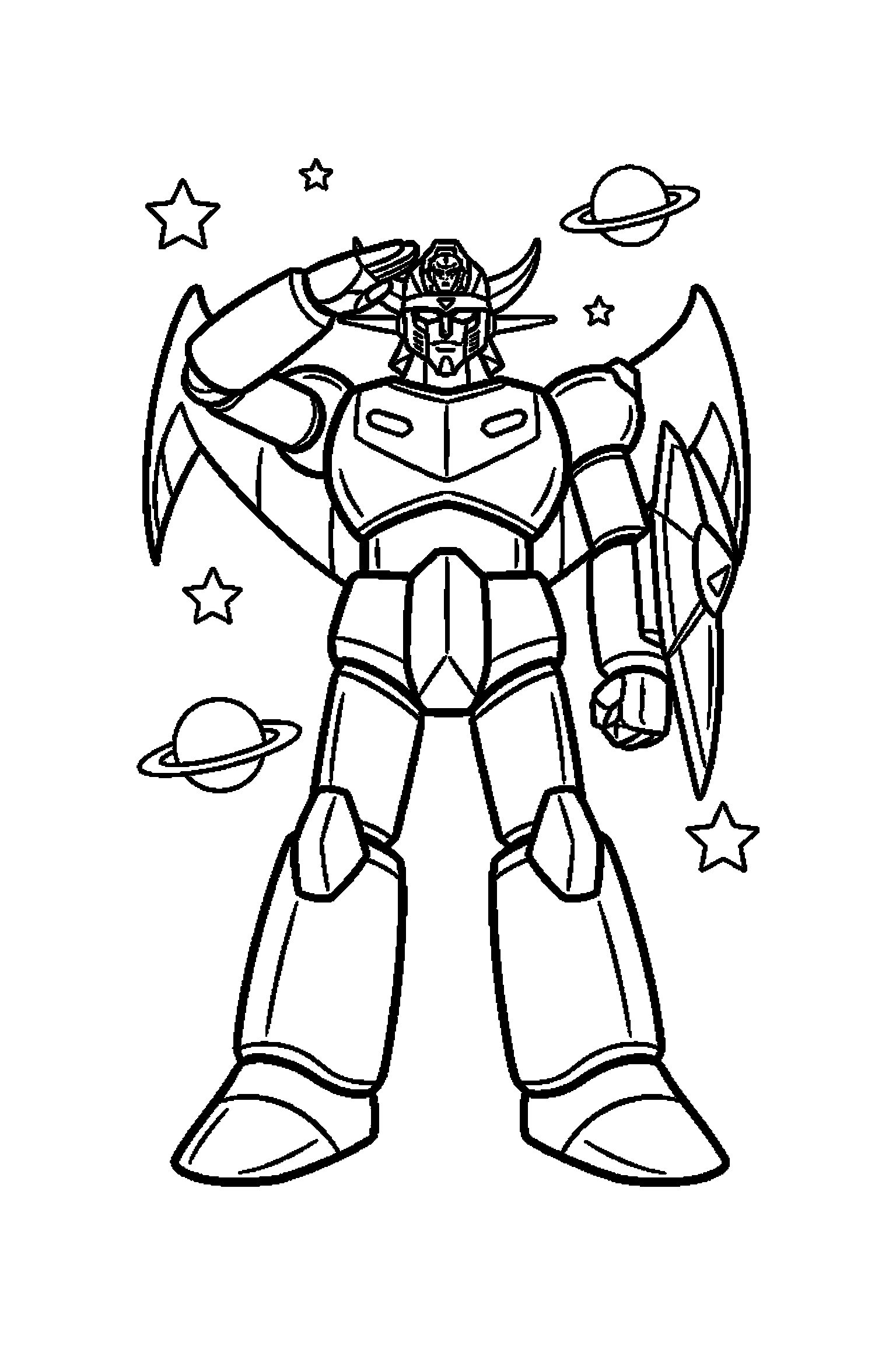 Coloriage Goldorak gratuit à imprimer : Goldorak dans une pose héroïque facile