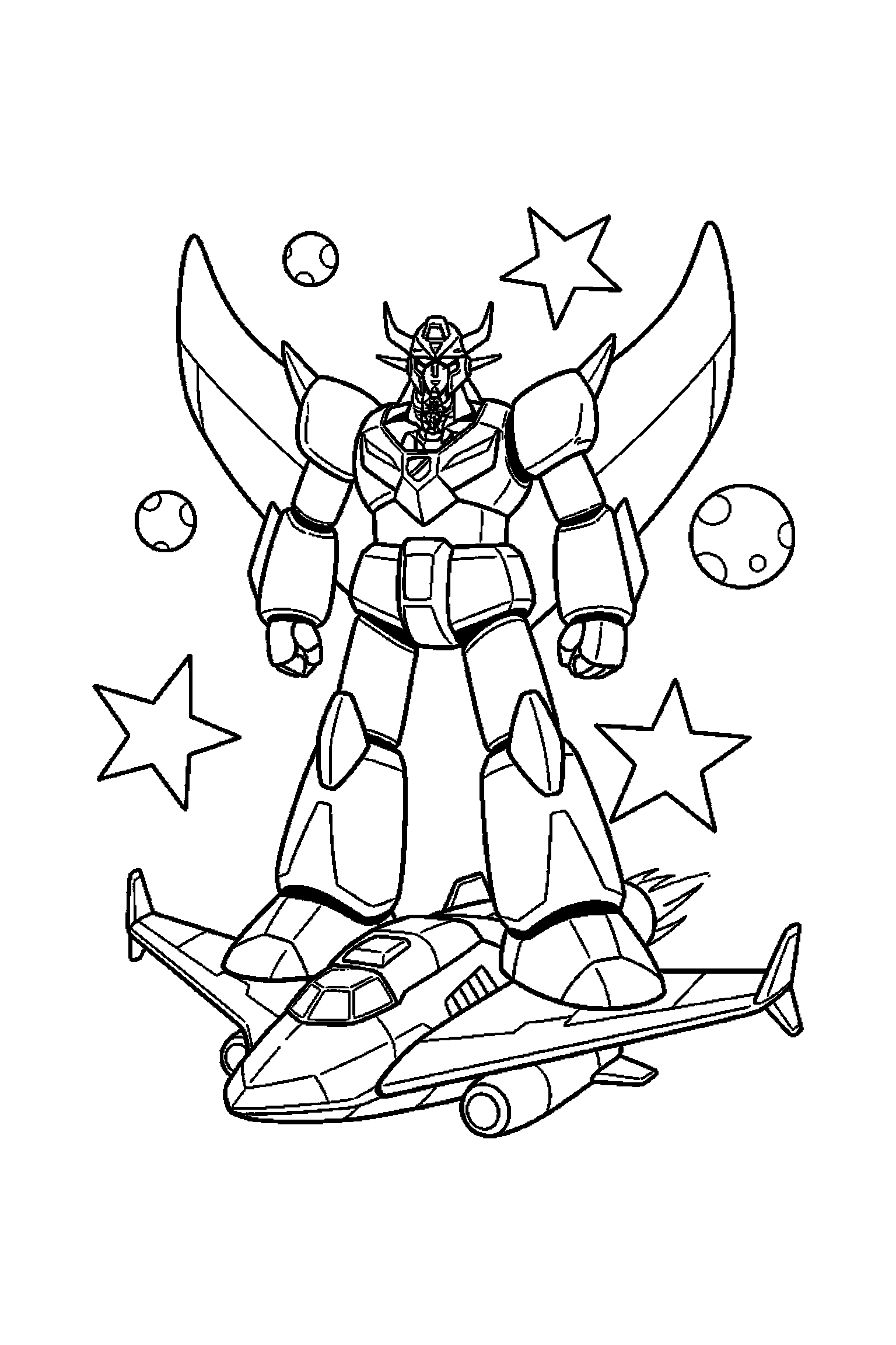 Coloriage Goldorak gratuit à imprimer : un vaisseau spatial prêt pour une aventure