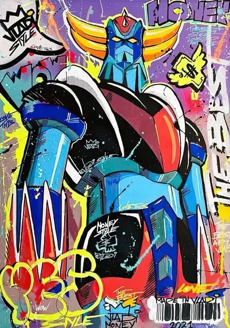 Poster Street Art Abstrait Goldorak multicolore – Image 3