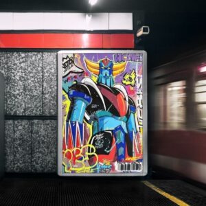 Poster Street Art Abstrait Goldorak multicolore