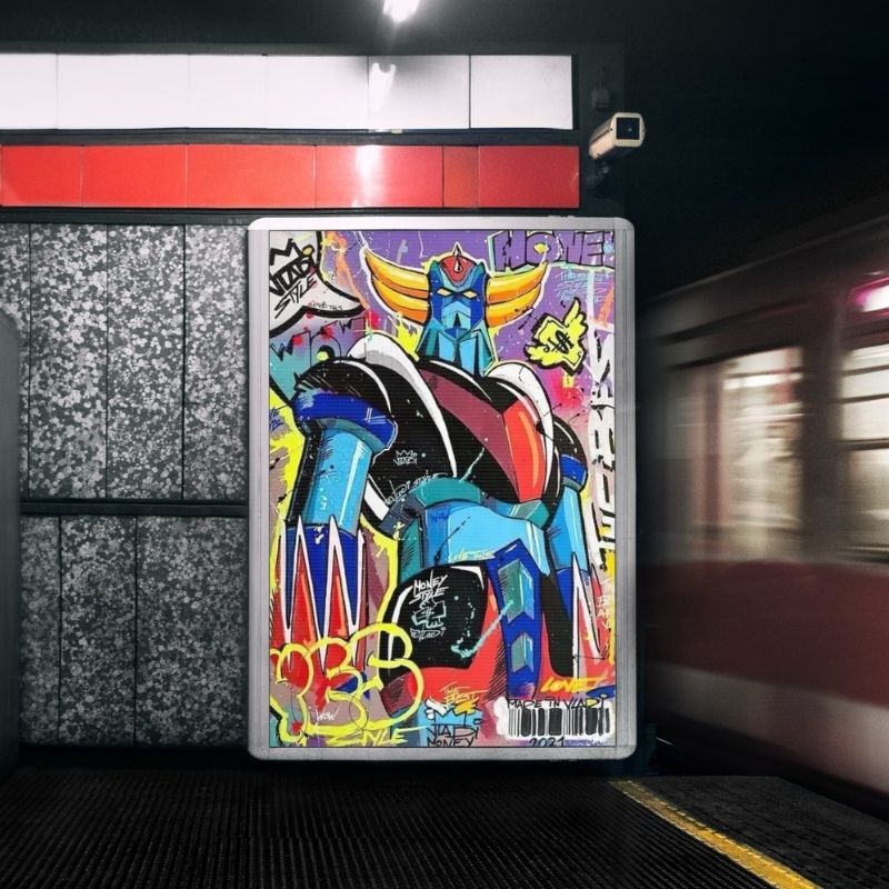 Poster Street Art Abstrait Goldorak multicolore
