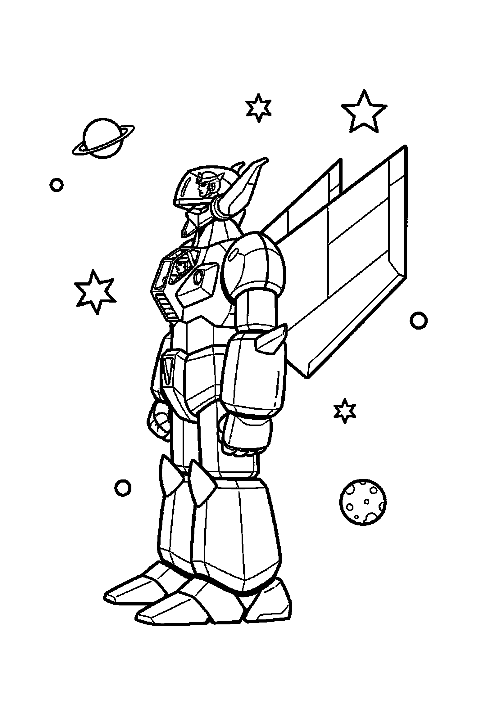 Coloriage Goldorak gratuit à imprimer : un vaisseau spatial dans une pose de profil simple