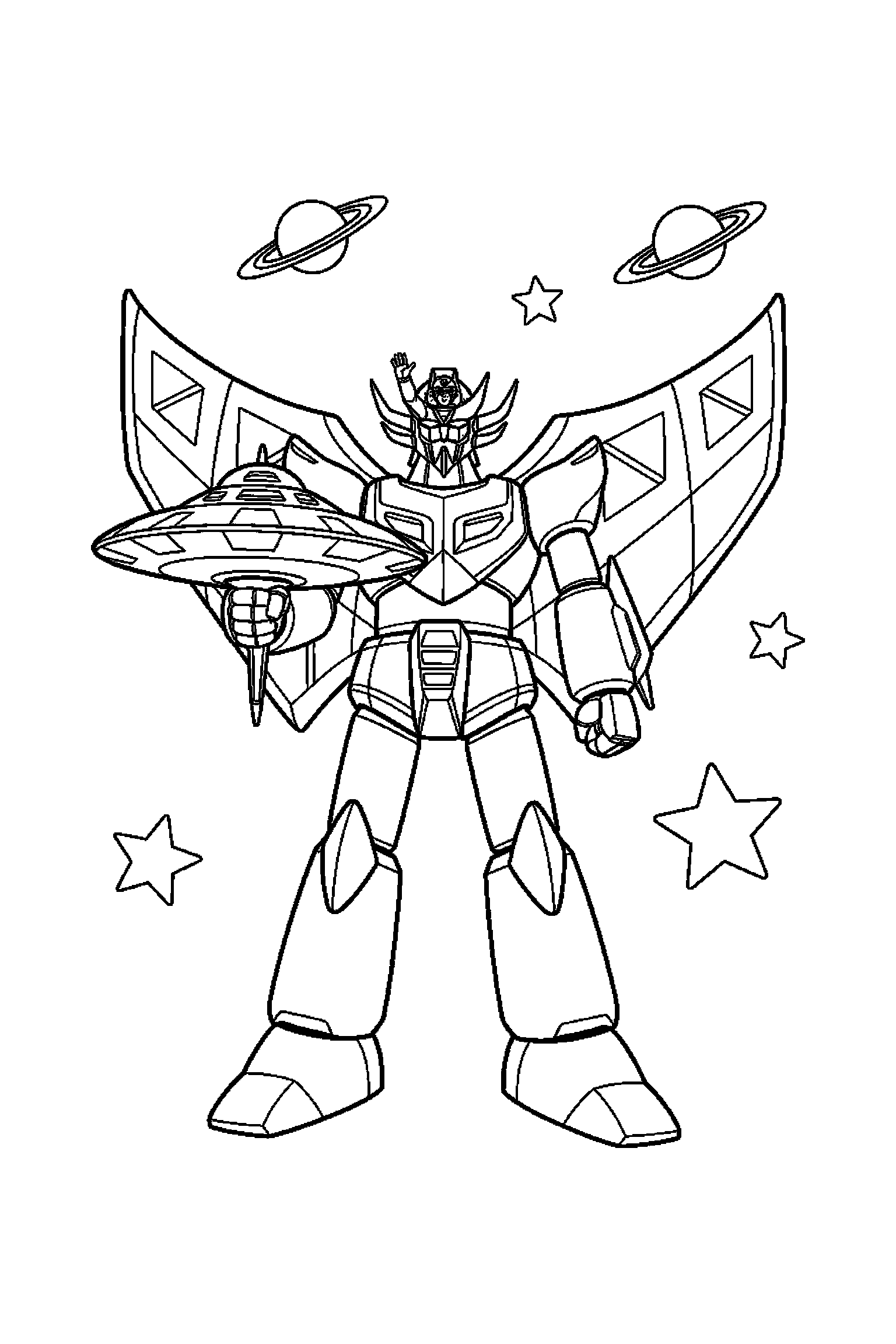 Coloriage Goldorak gratuit à imprimer : Goldorak avec un accessoire facile à colorier