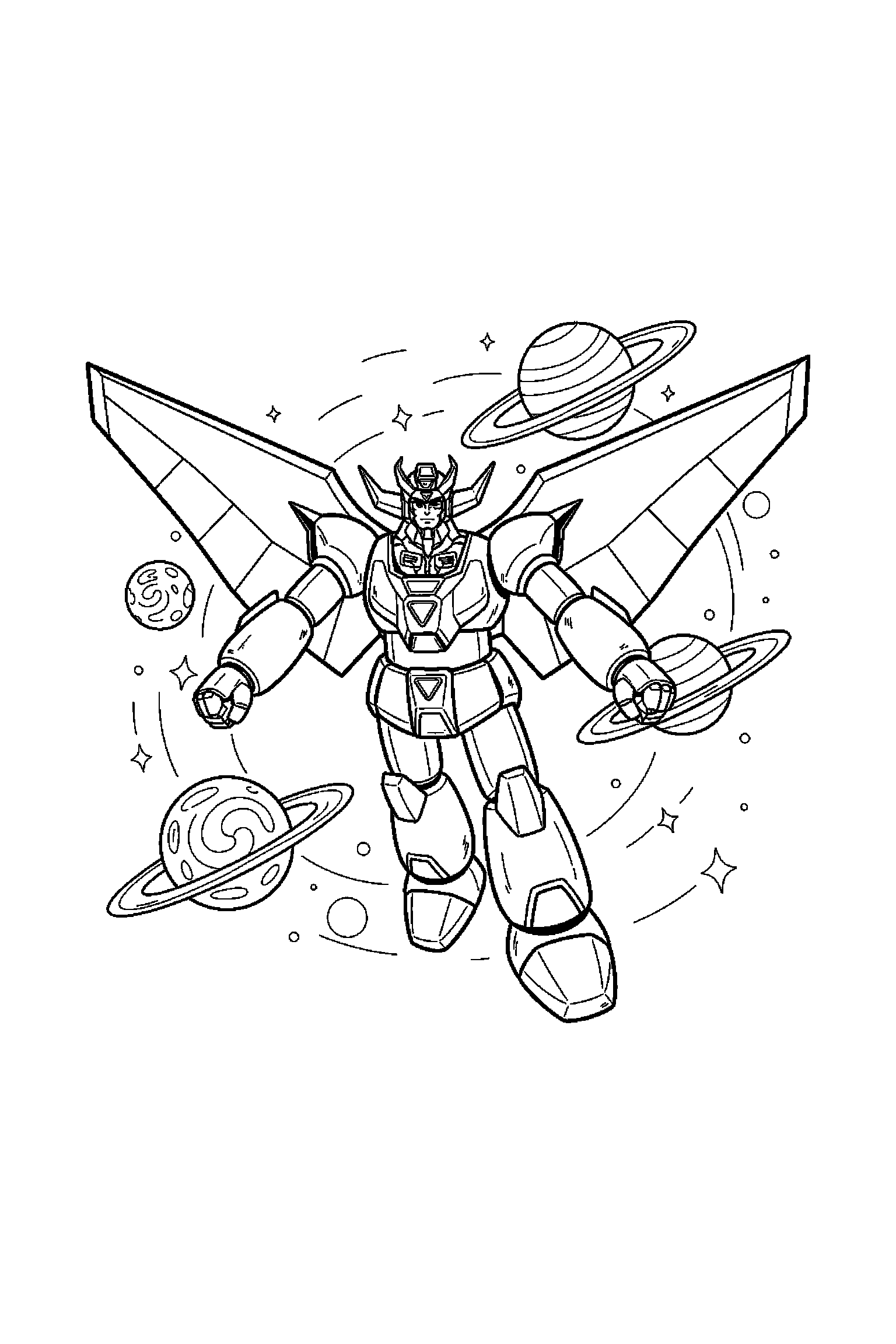 Coloriage Goldorak gratuit à imprimer : Goldorak dans l'espace
