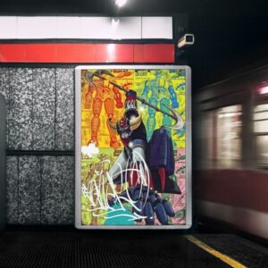 Affiche Goldorak graffiti sur toile Canvas multicolore