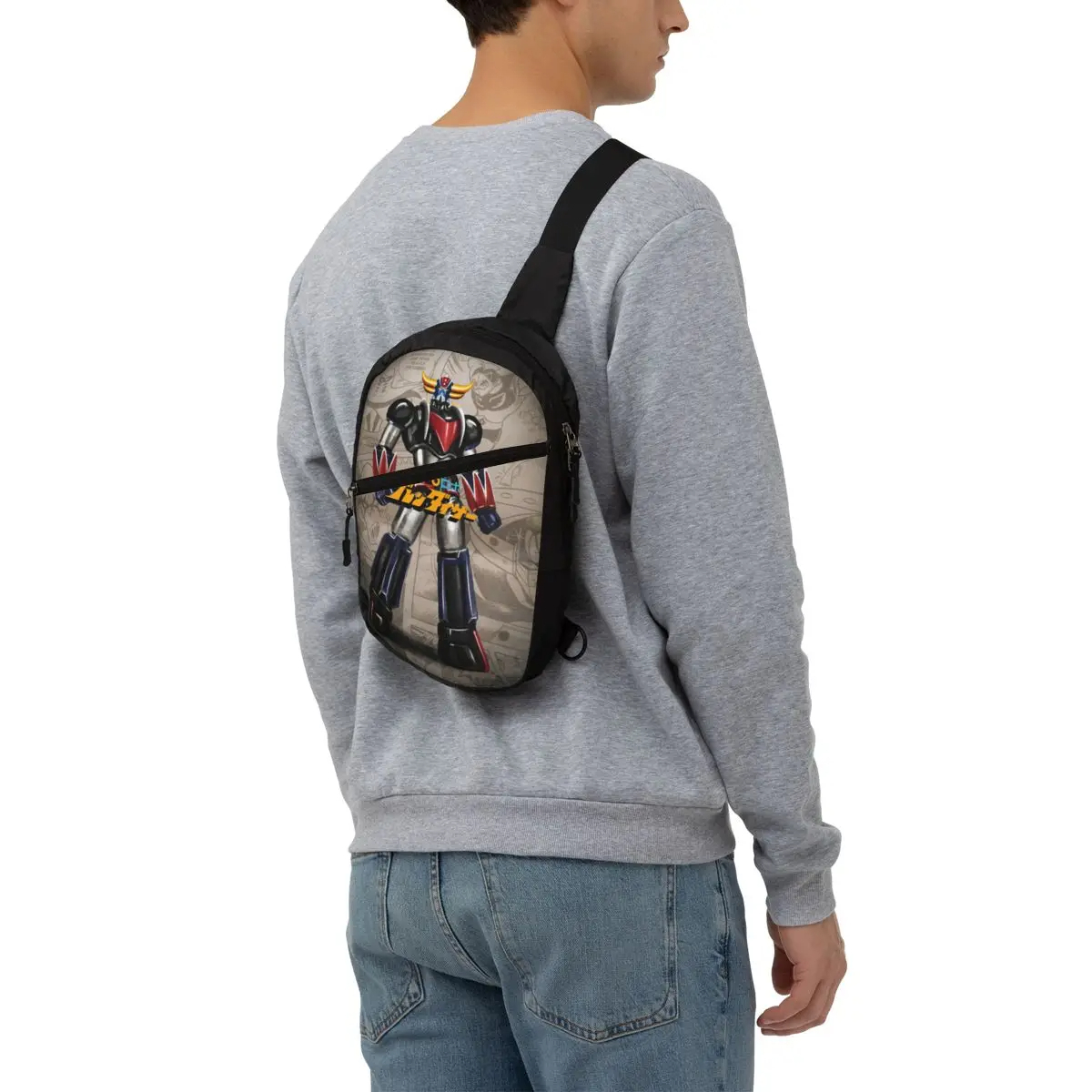 Sac à bandoulière marron Goldorak avec fermeture à nouer