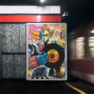 Poster Goldorak Grendizer aux motifs géométriques néon