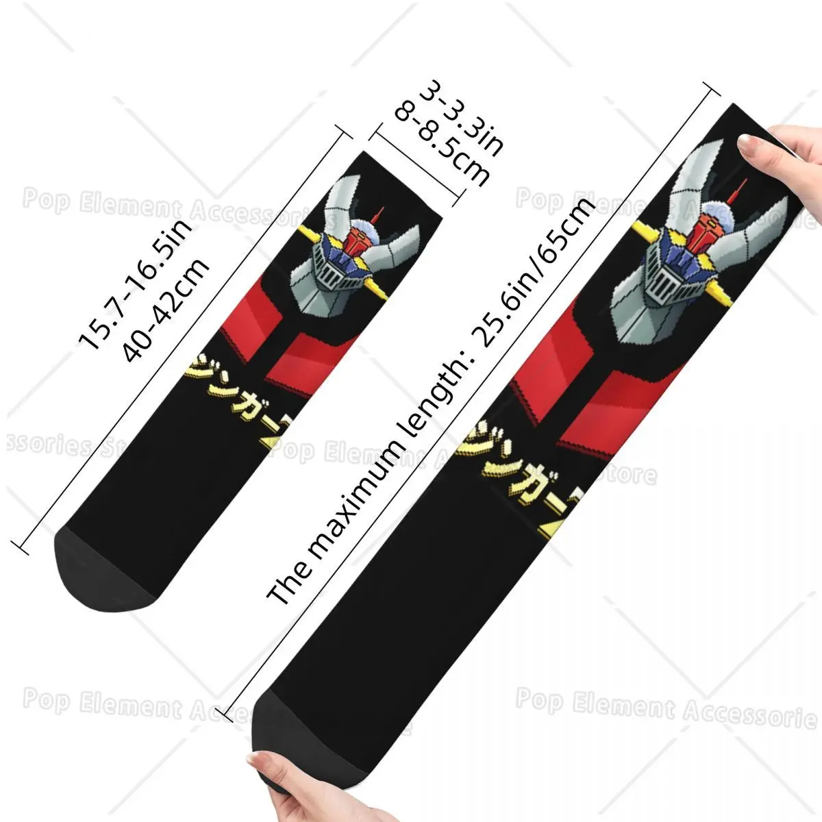 Chaussettes Mazinger Z noir et rouge, Technologie Goldorak – Image 4