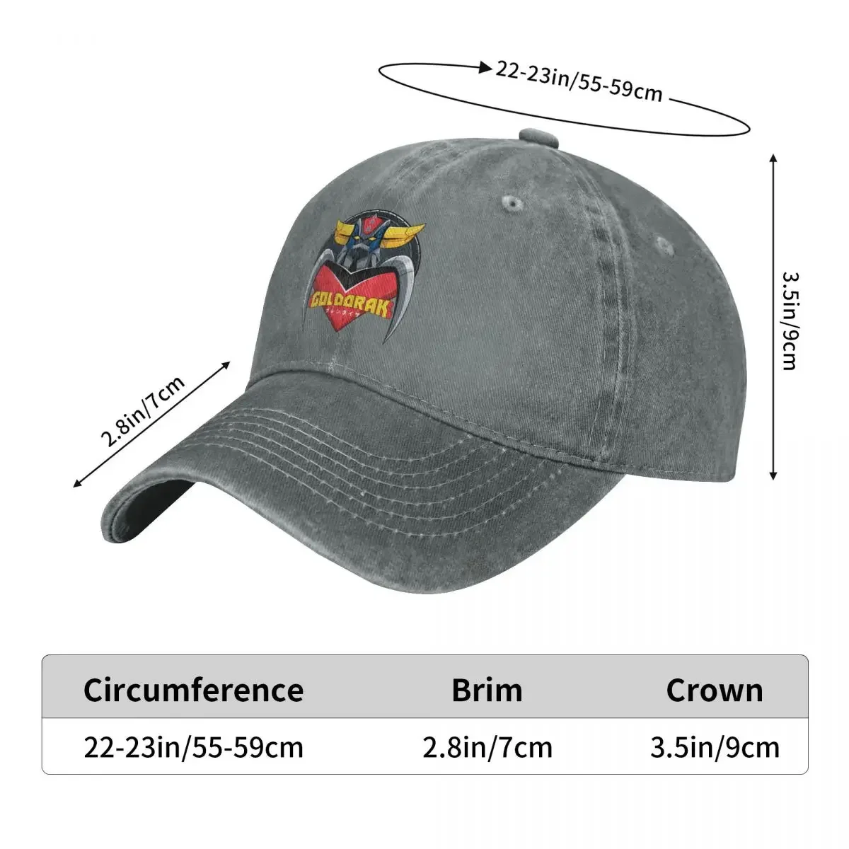 Casquette Goldorak Gris effet Jeans ajustable – Image 2