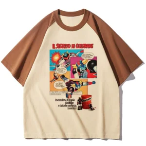 T-shirt anime nostalgique Goldorak beige et marron