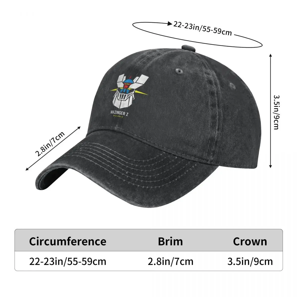 Casquette délavée Goldorak UFO Robot Mazinger Z en coton – Image 4