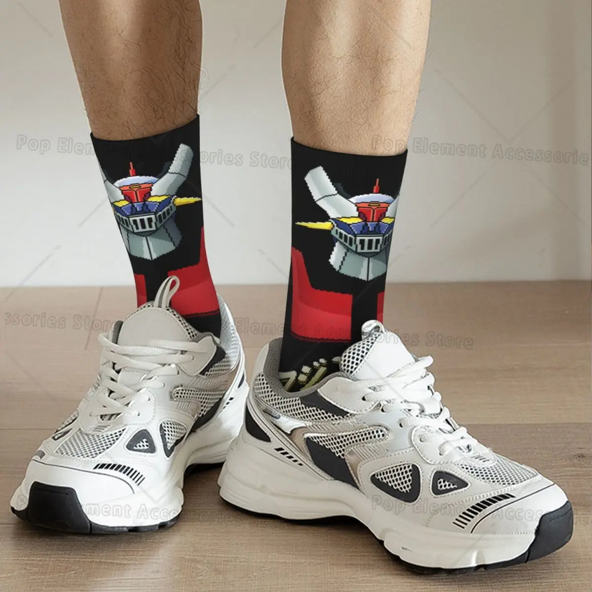 Chaussettes Mazinger Z noir et rouge, Technologie Goldorak – Image 3