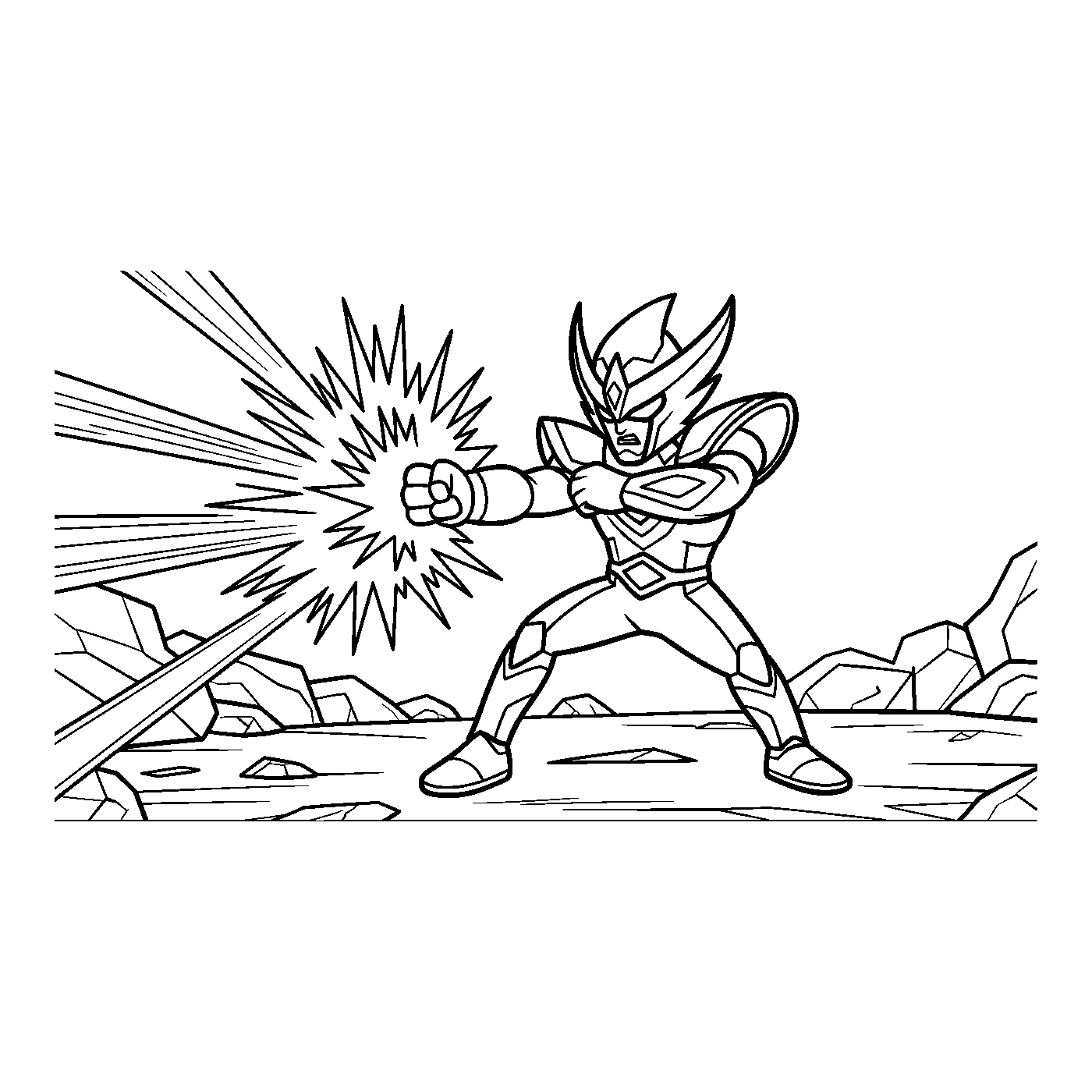 Coloriage Goldorak gratuit à imprimer : Goldorak dans l'espace